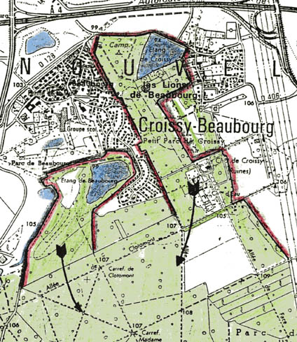 Plan de dtail des tangs de Croissye et de Beaubourg