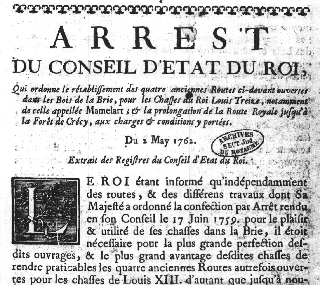 L'arrt du Roy, de 1762